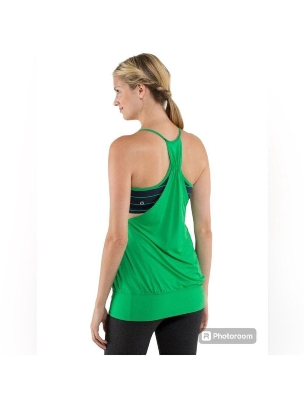 Lululemon No Limits Tank Green Bean Stripe Size 4